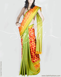 DPP-13594 - Yellow & Green Pure Kanchivaram Silk Saree
