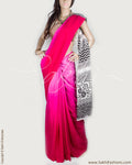 DPP-13598 - Pink & Black Pure Crepe Silk Saree