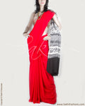 DPP-13603 - Red & Black Pure Crepe Silk Saree