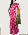 DPP-13617 - Pink & Green Pure Organza Silk Saree