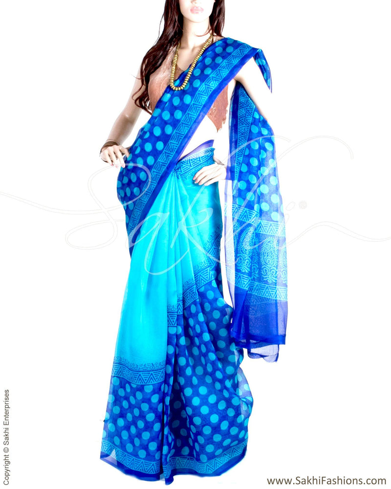 DPP-15680 - Blue &  Pure Organza Silk Saree