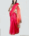 DPP-15687 - Peach & Green Pure Organza Silk Saree