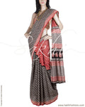 DPP-1587 - Maroon & Black Pure Cotton Saree