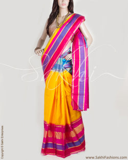 DPP-16399 - Yellow & Multi Pure Kanchivaram Silk Saree