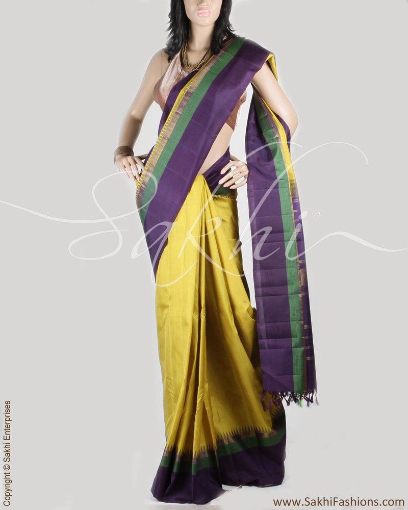 DPP-16401 - Green & Purple Pure Kanchivaram Silk Saree