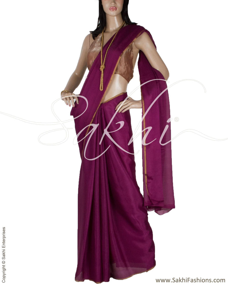 DPP-16612 - Purple Pure Crepe Silk Saree