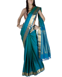 DPP-17351 - Blue & Gold Pure Kanchivaram Silk Saree