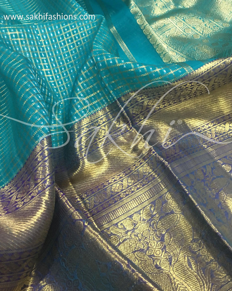 DPP-17355 - Blue & Blue Pure Kora Kanchi Silk Saree