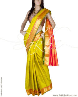 DPP-17371 - Green & Yellow Pure Kanchivaram Silk Saree