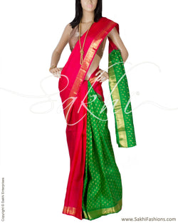 DPP-17397 - Pink & Green Pure Kanchivaram Silk Saree