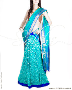 DPP-17525 - Green & Blue Pure Kanchivaram Silk Saree