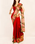 DPP-1805 - Maroon & Multi Pure Silk Saree