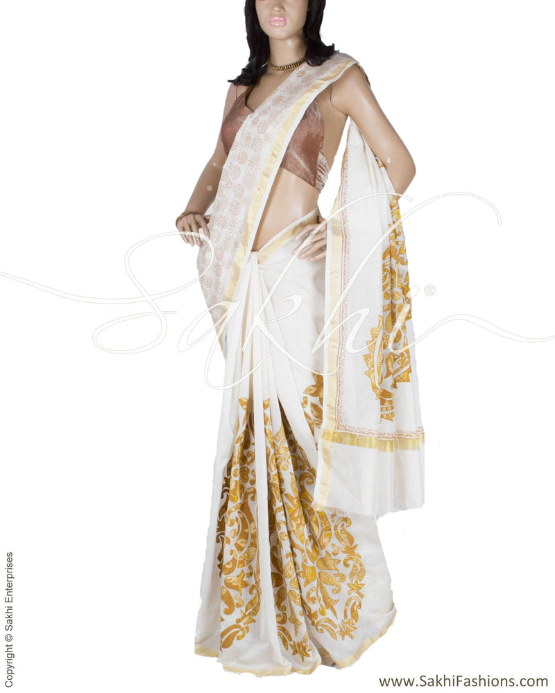 DPP-18920 - White & Gold Pure Chanderi  Saree