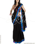 DPP-19745 - Black & Blue Pure Chiffon Silk Saree