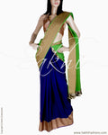 DPQ-20052 - Blue & Green Pure Cotton Saree