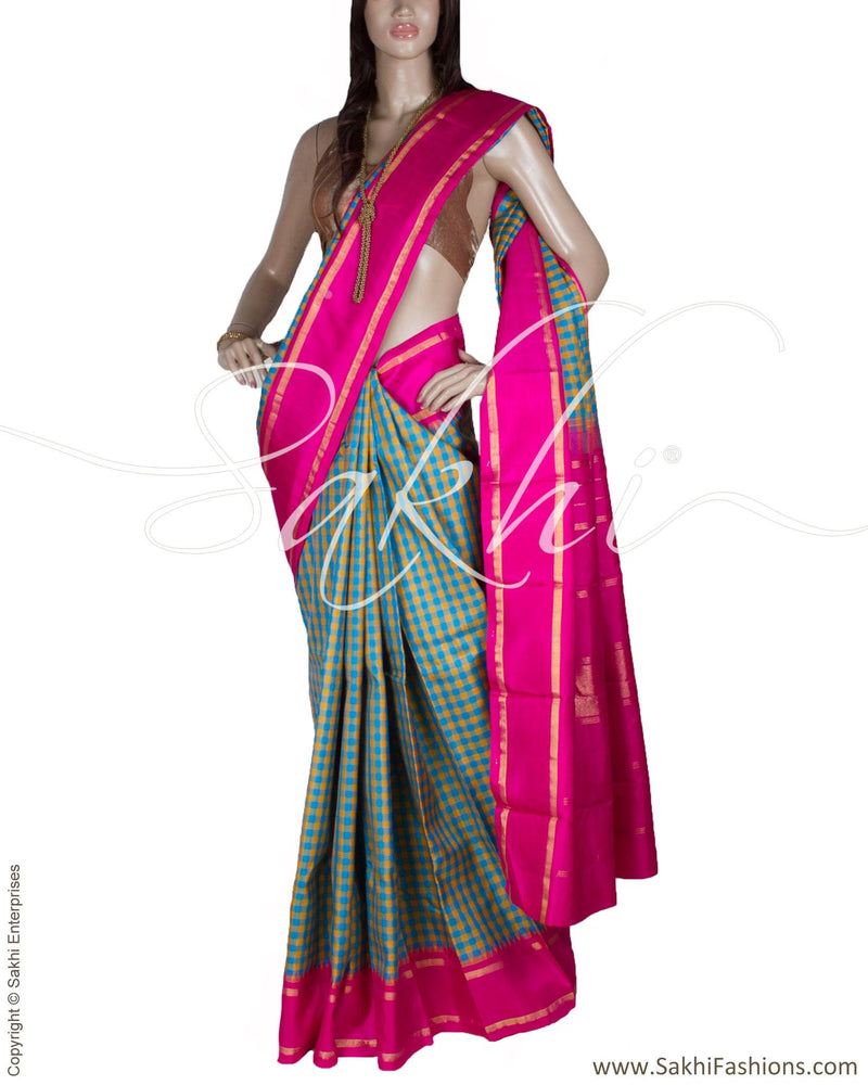 DPP-20263 - Blue & Pink Pure Kanchivaram Silk Saree