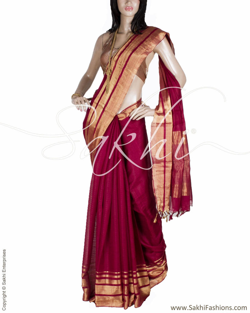 DPQ-20431 - Purple & Gold Pure Cotton Saree