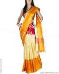 DPP-21426 - Cream & Red Pure Kanchivaram Silk Saree
