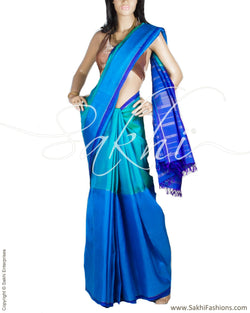 DPP-22291 - Blue & Green Pure Kanchivaram Silk Saree
