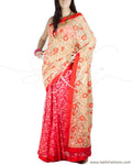 DPP-22332 - Peach & Beige Pure Silk Saree