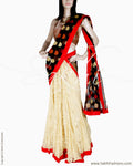 DPP-22365 - Black & Cream Pure Organza Silk Saree