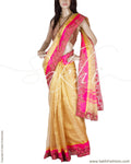 DPP-22374 - Beige & Pink Pure Tissue Kota Saree