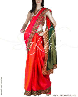 DPP-22391 - Pink & Green Pure Kanchivaram Silk Saree