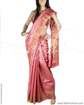 DPP-22436 - Pink & Gold Pure Tussar Silk Saree