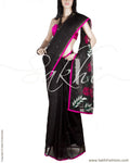 DPP-22737 - Black & Pink Pure Organza Silk Saree