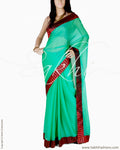 DPP-22919 - Green & Maroon Pure Chiffon Silk Saree
