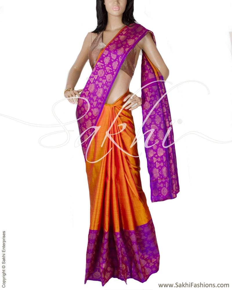 DPP-22949 - Mustard & Violet Pure Kanchivaram Silk Saree