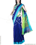 DPP-23218 - Blue & Green Pure Linen Saree