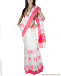 DPP-23395 - Cream & Pink Supernet Saree