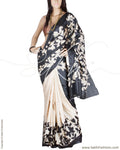 DPP-23511 - Black & Cream Pure Tussar Silk Saree