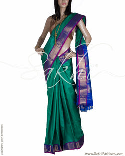 DPQ-23686 - Green & Pink Pure Kanchivaram Silk Saree