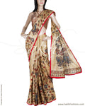 DPP-24155 - Beige & Multi Pure Tussar Silk Saree