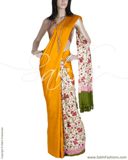 DPP-24594 - Cream & Yellow Pure Kanchivaram Silk Saree