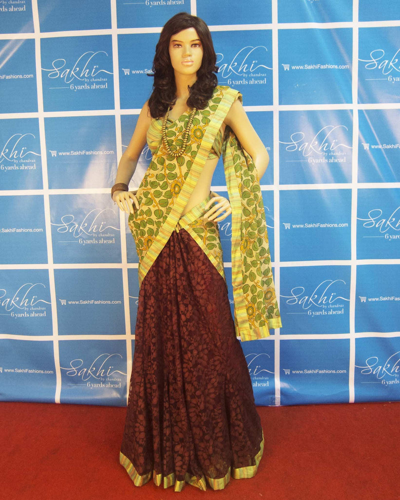 DPP-2917 - Multi & Brown Pure Georgette Silk Saree