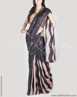 DPP-3101 - Black & Multi Pure Tussar Silk Saree