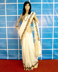 DPP-3390 - Cream & Multi Pure Cotton Saree