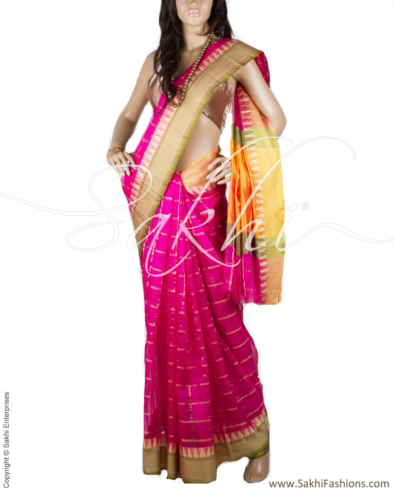 DPP-5250 - Pink & Multi Pure Silk Kota Saree
