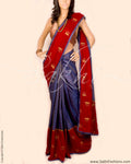 DPP-5315 - Blue & Maroon Pure Tussar Silk Saree