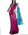 DPP-5347 - Pink & Blue Pure Tussar Silk Saree