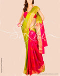 DPP-5404 - Green & Pink Pure Silk Saree