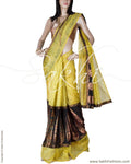 DPP-5436 - Yellow & Blue Pure Chanderi  Saree