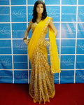 DPP-5812 - Yellow & White Supernet Saree