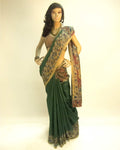 DPP-6303 - Green & Multi Pure Tussar Silk Saree