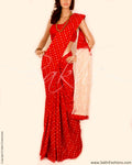 DPP-6389 - Red & White Pure Cotton Saree