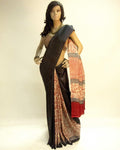 DPP-6939 - Black & Multi Pure Tussar Silk Saree