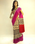 DPP-6942 - Beige & Multi Pure Tussar Silk Saree